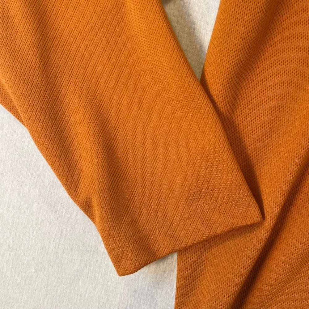 Vintage RuffHewn Mens XL Quarter Zip Burnt Orange Pullover Textured Waffle Knit